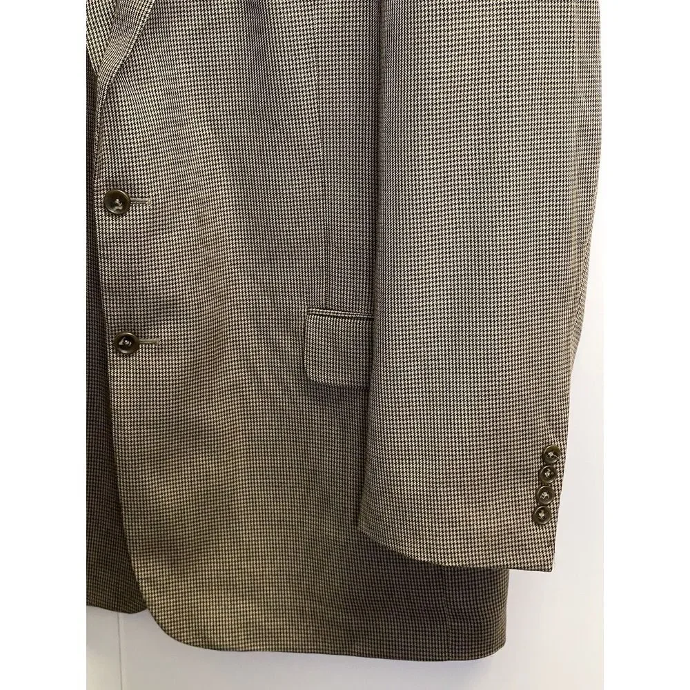 Jos A Bank Sport‎ Coat Jacket Houndstooth Mens 48L Blazer Wool Brown
